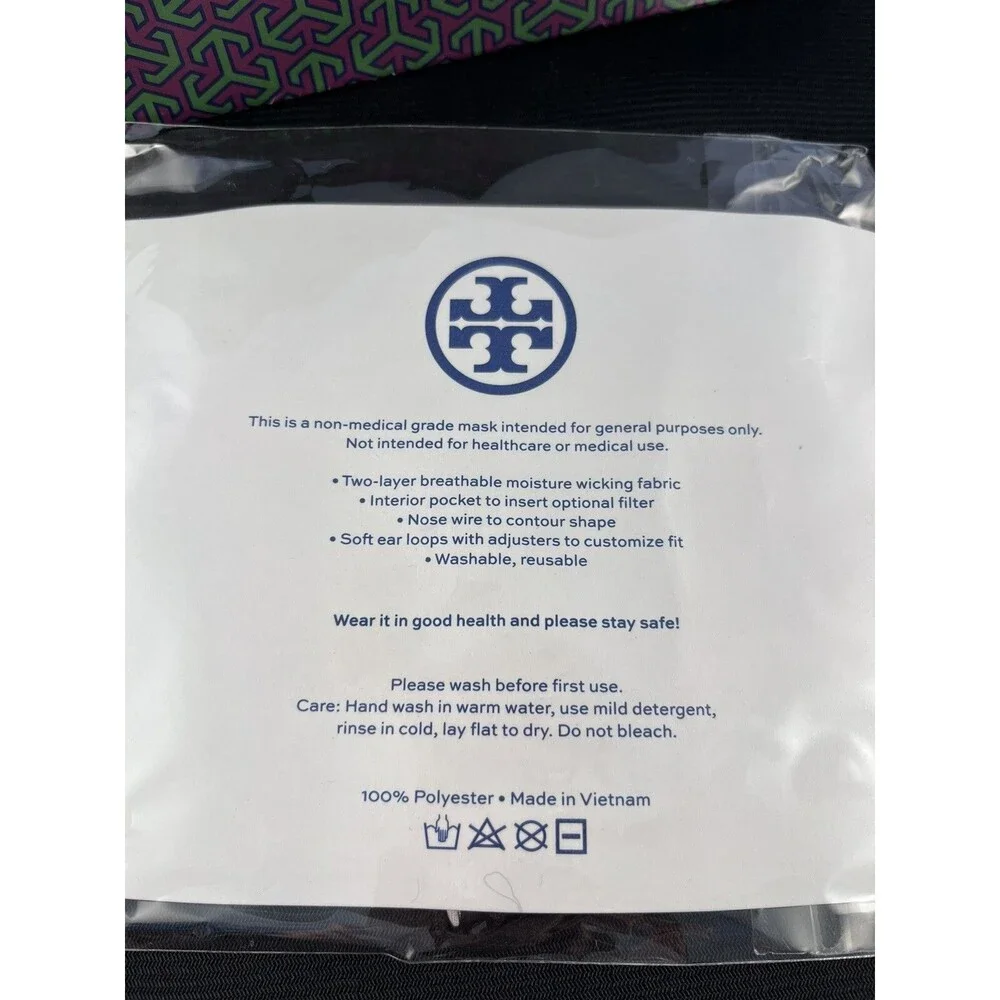 Tory Burch Face Masks New/Sealed Black Floral Stencil